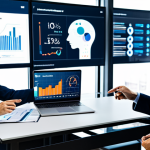A diverse team of professional marketing analysts, fully clothed in modest business attire, collaborating in a sleek, modern office. They are gathered around a large, interactive digital display, which showcases intricate data visualizations, AI-driven insights, and predictive analytics charts. The team members are pointing at the screen and engaging in a focused discussion, reflecting a data-driven approach to digital marketing. The scene embodies technological sophistication and collaborative intelligence. safe for work, appropriate content, fully clothed, professional, perfect anatomy, correct proportions, natural pose, well-formed hands, proper finger count, natural body proportions, professional photography, high quality.