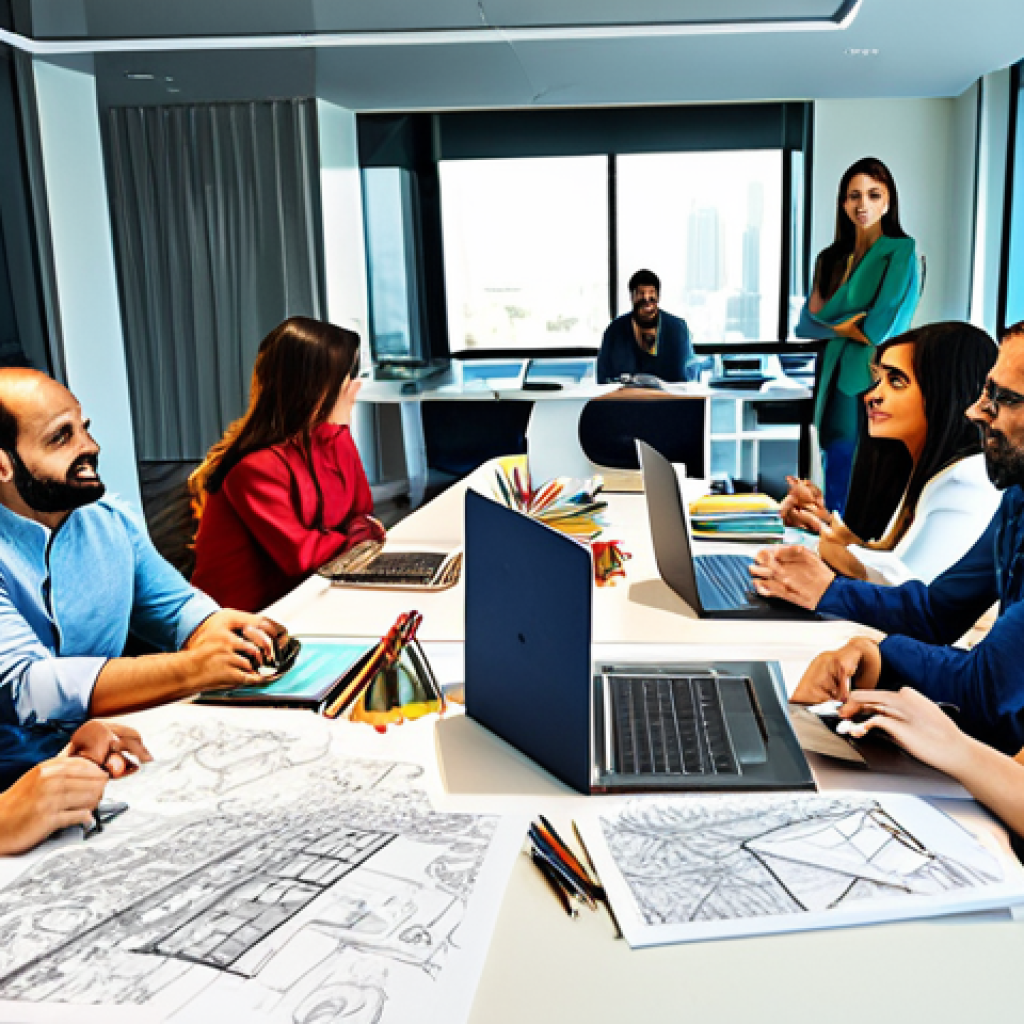 광고홍보사와 콘텐츠 광고 제작 - **Creative Advertising Campaign Brainstorm:** "A vibrant, sunlit advertising agency office in Dubai,...
