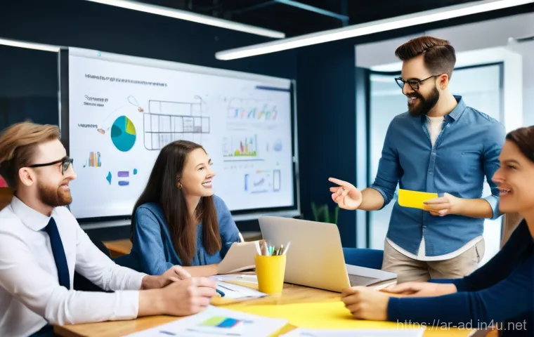 광고홍보사와 광고 제작 예산 절감 - **Prompt 1: Agile Creative Team Brainstorming for Cost-Effective Campaigns**
    A vibrant, medium-s...