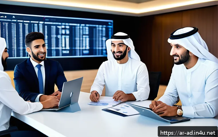 광고홍보사와 효과적인 광고 기획 프로세스 - A professional Arab marketing team in a modern office setting, discussing digital and traditional ad...